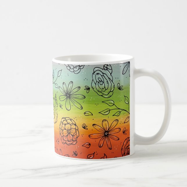 Taza De Café Río arcoiris de flores café Mug (Derecha)