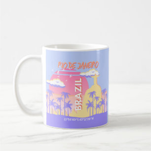 Taza De Café Río de Janeiro Brasil Poster azul de arte de viaje