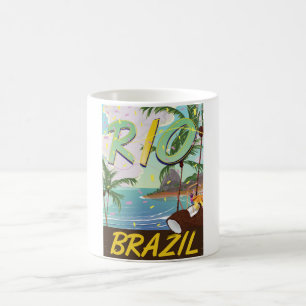Taza De Café Rio de janeiro Brazil impresión de viaje retro.