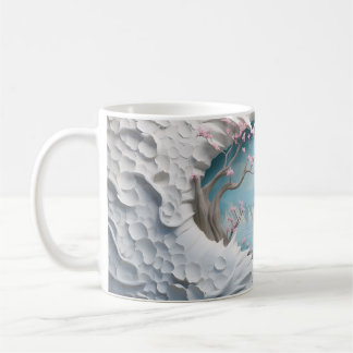 Taza De Café Río eólico 3D en un bosque