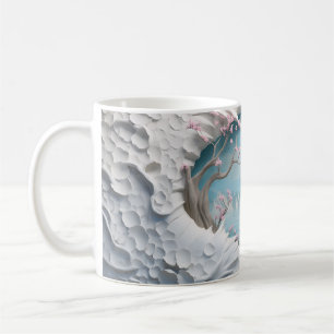 Taza De Café Río eólico 3D en un bosque