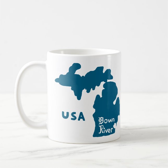 Taza De Café Río Michigan Azul (Izquierda)
