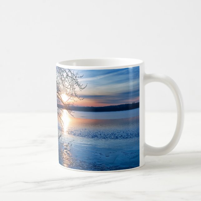 Taza De Café Río Sunrise, Árbol, cielo azul foto Inspiradora (Derecha)