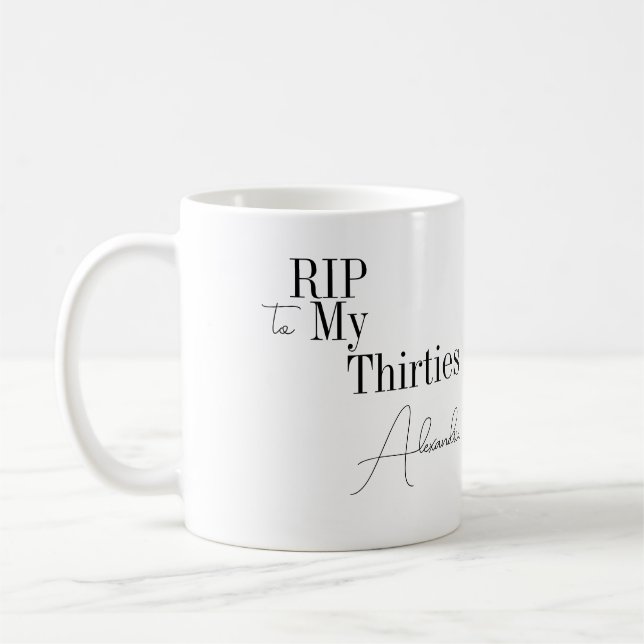 Taza De Café RIP 30s 40th Birthday Black and White (Izquierda)