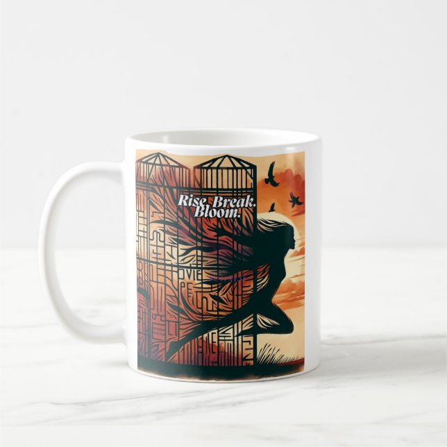 Taza De Café Rise Break Bloom – Powerful quote art for blooming (Izquierda)
