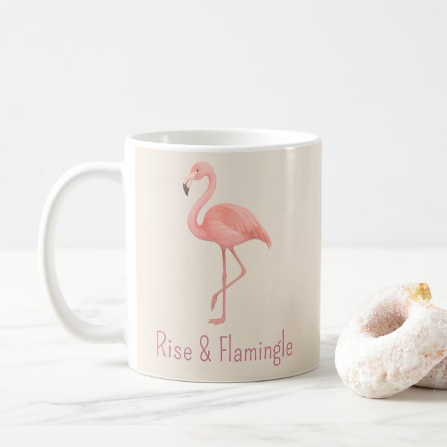 Taza De Café Rise & Flamingle Flamingo - suave peinado tropical (Con donut)