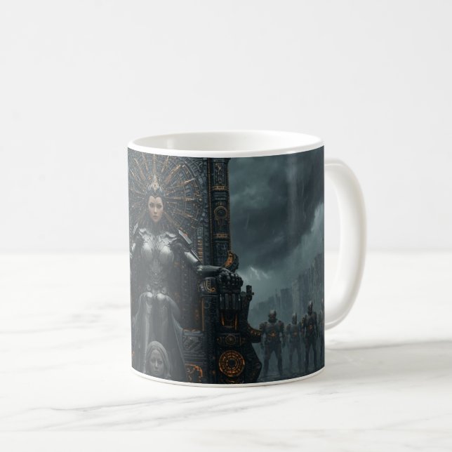 Taza De Café  Rise of the AI Empress: Sci Fi Cyberpunk Theme  (Anverso derecho)
