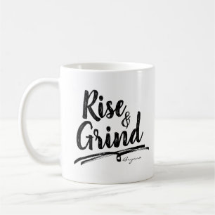 Taza De Café RISE y GRIND Nombre personalizado personalizado pe