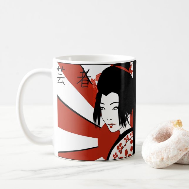 Taza De Café Rising Sun Anime Geisha (Con donut)
