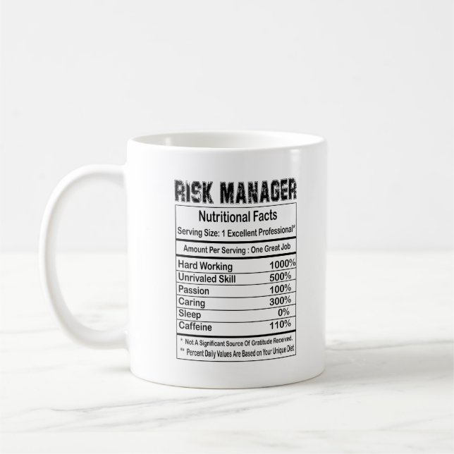 Taza De Café Risk Manager Nutrition Facts 11 oz Coffee Mug (Izquierda)