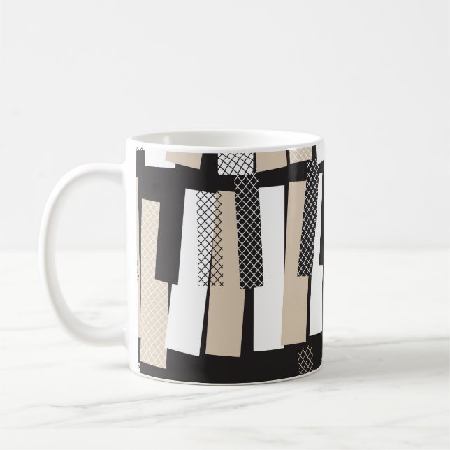 Taza De Café Ritmos de jazz: geométrica blanca negra (Izquierda)