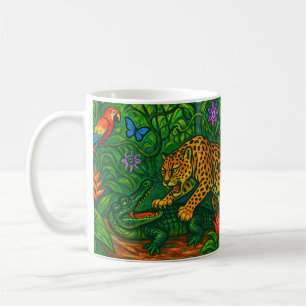 Taza De Café "Rivales de la Selva" - Retrato colorido sobre la