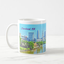 Taza De Café River View Cleveland Ohio (efecto de pintura) Mug