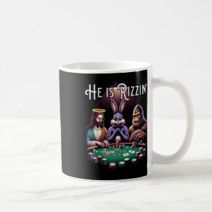 Taza De Café Rizz Gracioso Es Rizzin Jesus Easter Bunny Bigfoot