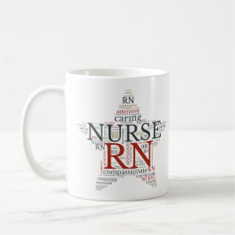Taza De Café RN Registro de enfermeras Mug | Nube de palabras E
