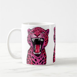 Taza De Café Roaring Pink Leopard Mug Negrita estética salvaje