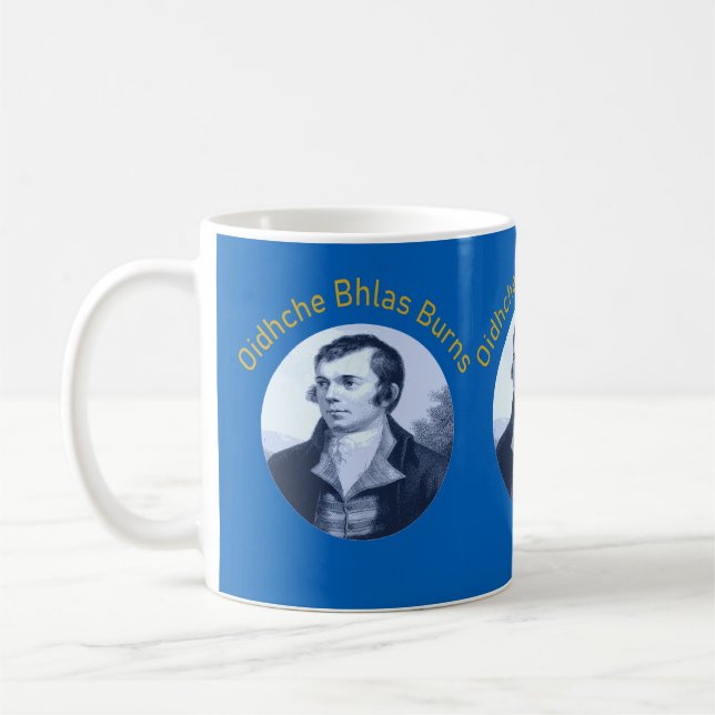 Taza De Café Robbie Burns - Oidhche Bhlas Burns Yellow Text (Izquierda)