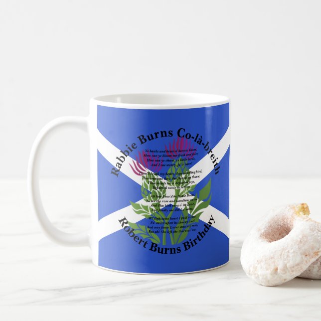Taza De Café Robert Burns Poem Birthday Thistle Flag (Con donut)