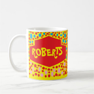 Taza De Café Roberts mejor con patrones y puntos de color rojo 