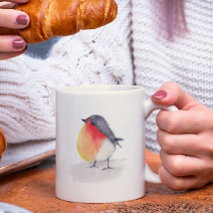 Taza De Café Robin de acuarela