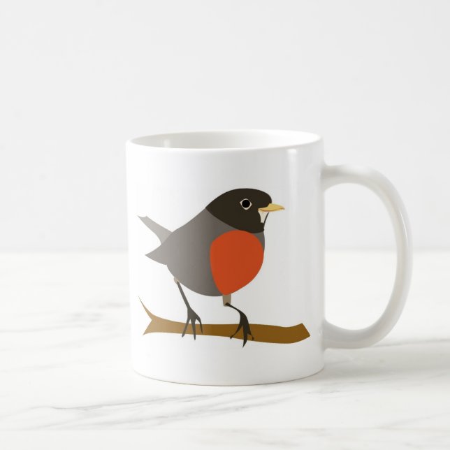 Taza De Café Robin del pecho rojo en la rama (Derecha)