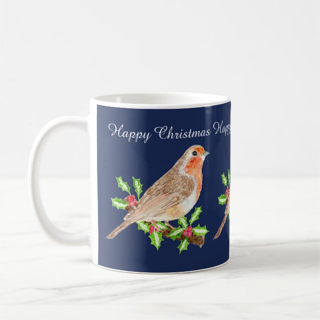 Taza De Café Robin Happy Navidades (Izquierda)