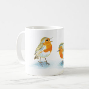 Taza De Café Robins rojos en invierno