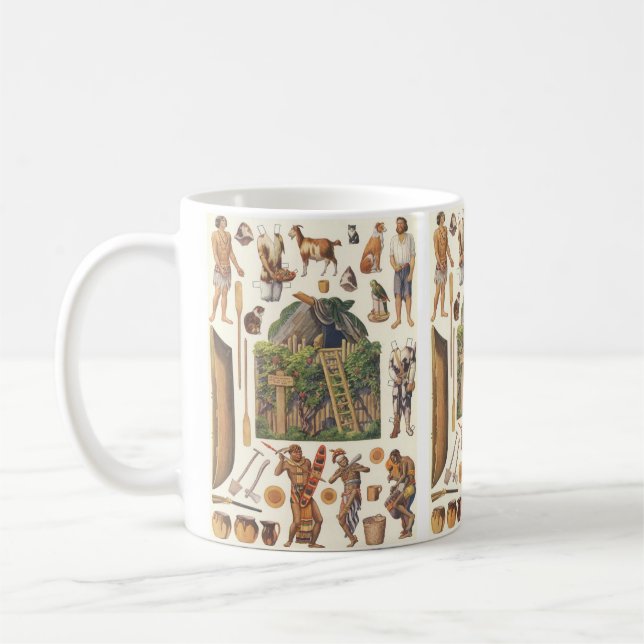 Taza De Café Robinson Crusoe, Juguetes de papel victoriano vint (Izquierda)