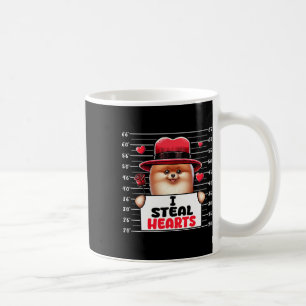 Taza De Café Robo Corazones Lindos Día de San Valentín Pomerani