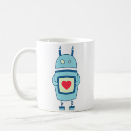 Taza De Café Robot azul con el corazón