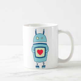 Taza De Café Robot azul con el corazón