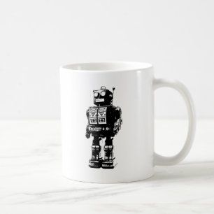 Taza De Café Robot blanco y negro