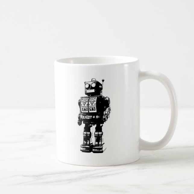 Taza De Café Robot blanco y negro (Derecha)