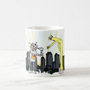 Taza De Café Robot contra hombre inflable del tubo