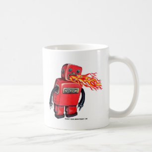 Taza De Café Robot de Fuego-respiración rojo