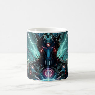 Taza De Café Robot Futurista Núcleo Cósmico Ciberpunk
