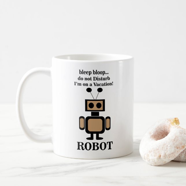 Taza De Café Robot Robótica Divertido (Con donut)