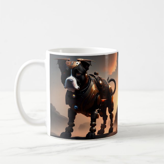 Taza De Café Robot Staffordshire Bull Terrier, Café Mug (Izquierda)