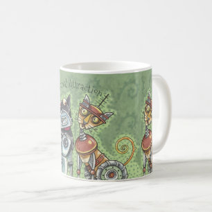 Taza De Café Robots A Gatos Y Perros MUG *Personalizar