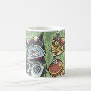 Taza De Café Robots De Gatos Y Perros Personalizar MUG