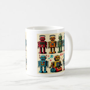 Taza De Café Robots de juguete al estilo de los años 50