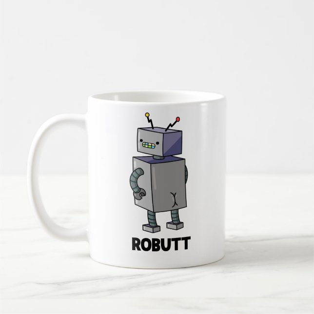 Taza De Café Robutt Funny Robot Pun (Izquierda)