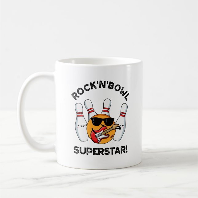 Taza De Café Rock And Bowl Superstar Funny Bowling Pun (Izquierda)
