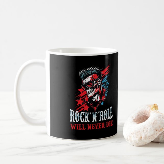 Taza De Café Rock and Roll nunca morirá (Con donut)