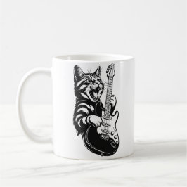 Taza De Café Rock Cat Playing Electric Guitar | Cool Music Love