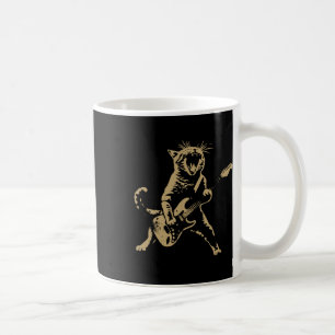 Taza De Café Rock Cat Toca Guitarra - Gracioso Gato Guitarra