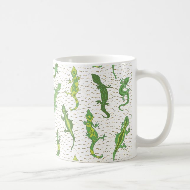 Taza De Café Rock Climbing Geckos en amarillo - patrón sin fisu (Derecha)