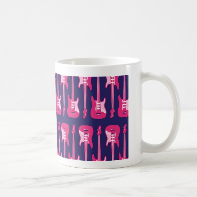 Taza De Café Rock del Punk de Guitars eléctricos rosa y púrpura (Derecha)
