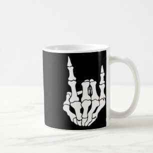 Taza De Café Rock Hand Skeleton Vintage Rocker Rótulo Halloween