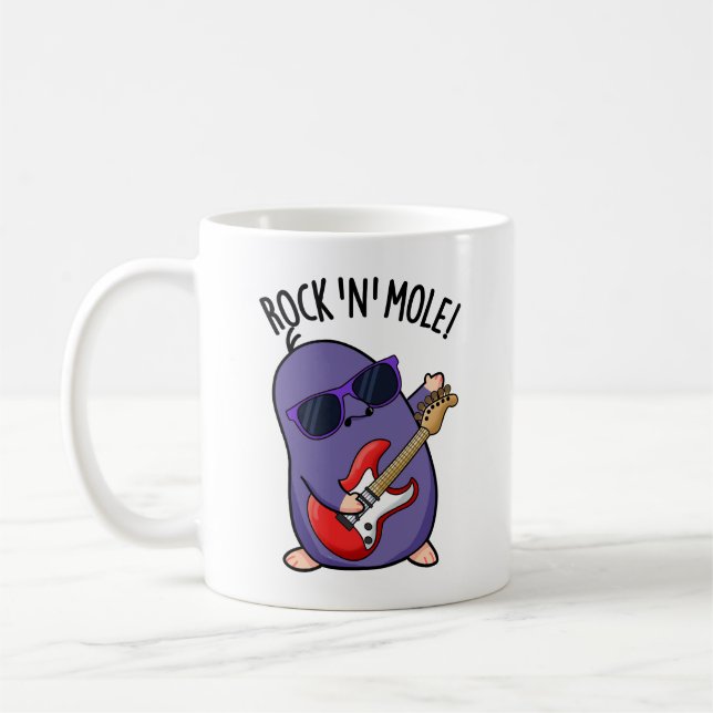Taza De Café Rock N Mole Funny Animal Pun (Izquierda)